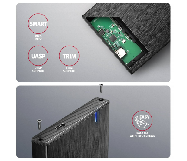 Axagon EE25-XA6C USB-C 5GBPS ALINE BOX 2,5" - 1485442 - zdjęcie 3